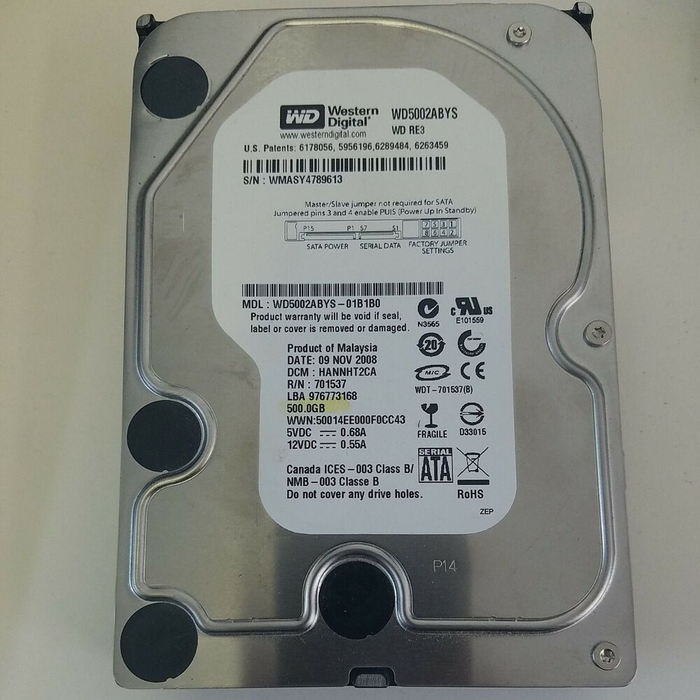 WD5002ABYS-RE3 500GB 7200RPM 64MB CACHE SATA II 3.5"
